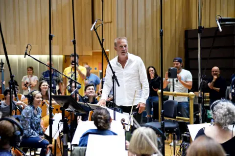 RSNO Kevin Costner in Glasgow for the recording of his Horizon soundtrack
