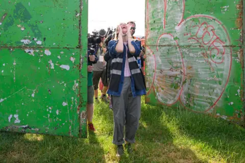 Getty Images Emily Eavis opens the gates for the 2023 Glastonbury Festival